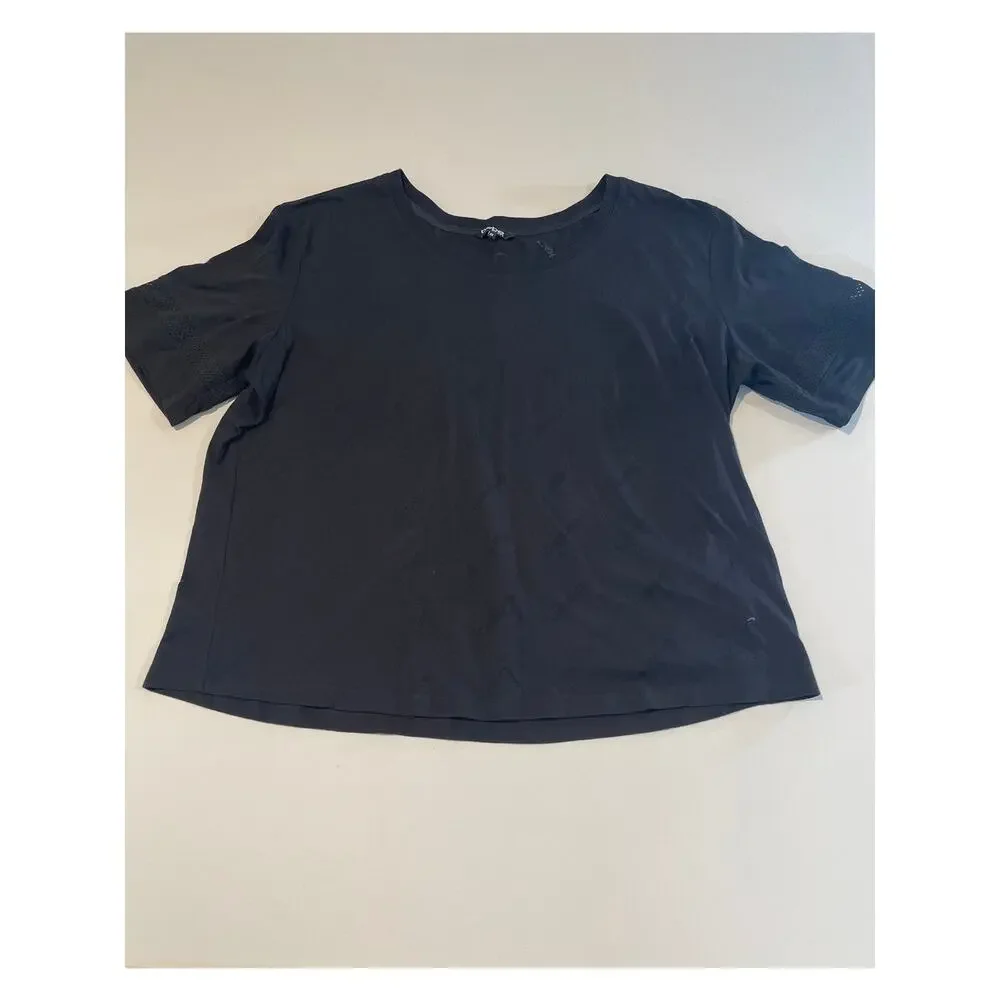 Bebe Sport Top Size 2X Black Logo Pattern Crew Neck Lightweight - Picture 4 of 7
